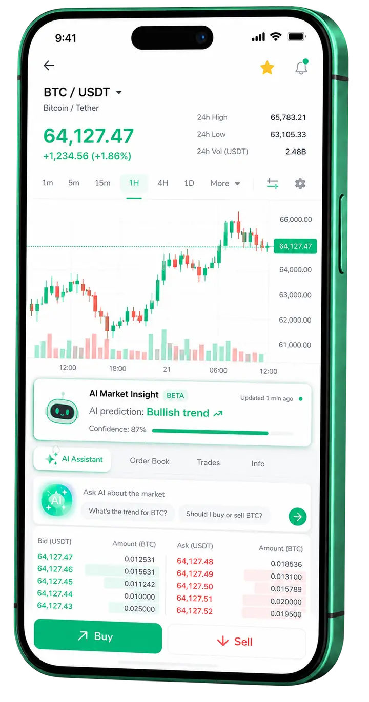 Velskrunavo — app móvil Pantalla móvil de trading en Velskrunavo
